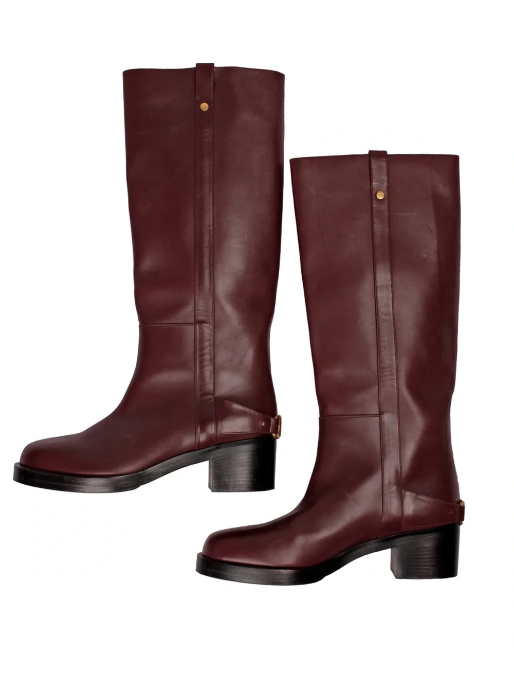 Valentino Troopup Burgundy Leather Riding Boots